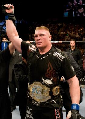 In only his fourth fight, Brock Lesnar defeated Randy Couture to win the UFC Heavyweight Championship.