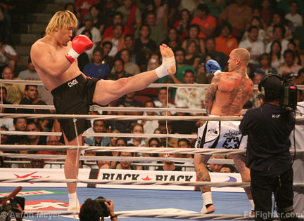 Hong Man Choi (left) had enjoyed a great deal of success in K-1 prior to his scheduled bout with Brock Lesnar.