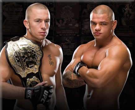 Without Brock Lesnar as a member of the UFC roster, Georges St. pierre (left) and Thiago Alves (right) could have been the main event for UFC 100.