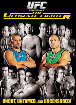 The first season of the "Ultimate Fighter" featured legendary fighters Randy Couture (right wearing green) and Chuck Liddell (left wearing blue) as coaches.