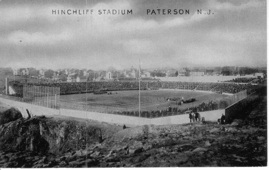 An aerial photograph of Hinchcliffe Stadium in its golden era.